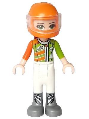 Mia - Bright Light Orange/Lime Racing Suit, Bright Light Orange Helmet