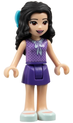 Emma - Medium Lavender Dotted Top, Dark Purple Skirt, Bow