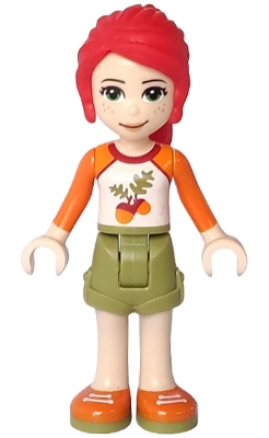 Mia - White/Orange Top, Olive Green Skirt