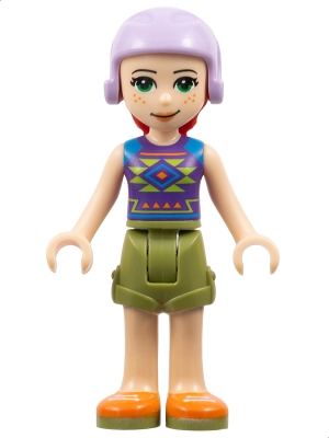 Mia - Dark Purple Top, Olive Green Skirt, Lavender Helmet