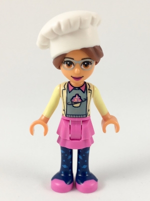 Olivia - Bright Light Yellow Jacket, Dark Pink Skirt, Chef's Hat
