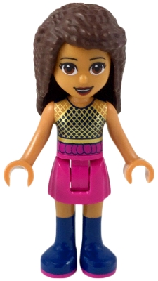 Andrea - Black Top, Magenta/Light Aqua Skirt