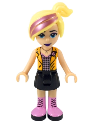 Chloe - Orange Vest, Black Skirt