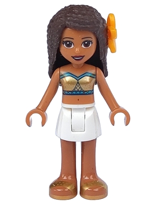 Andrea - Pearl Gold Bikini, White Skirt, Flower