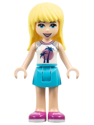 Stephanie - White Top, Medium Azure Skirt