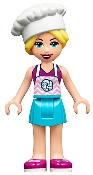 Stephanie - Magenta Top, Medium Azure Skirt, Chef's Hat