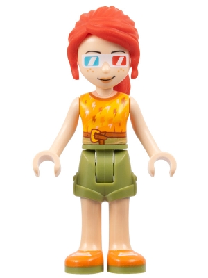 Mia - Orange Top, Olive Green Skirt, 3D Glasses