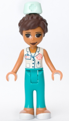 Donna - White Veterinarian Jacket, Dark Turquoise Pants, Hat