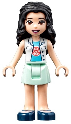 Emma - White Veterinarian Jacket, Light Aqua Skirt