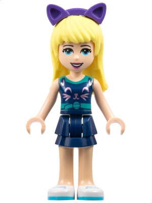 Stephanie - Dark Turquoise Top, Dark Blue Skirt, Dark Purple Cat Ears