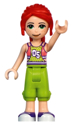 Mia - Coral/Lime Top, Lime Pants