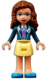 Olivia - Dark Blue Jacket, Bright Light Yellow Skirt