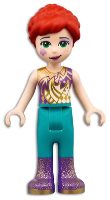 Mia - Gold/Dark Purple Top, Dark Turquoise Pants, Face Paint