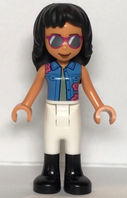 Savannah - Medium Blue Jacket, White Pants, Black Hair