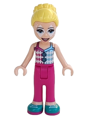 Stephanie - Dark Pink/Silver Top, Dark Pink Pants, Face Paint