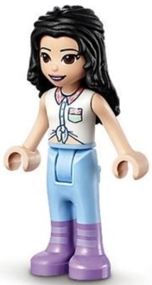 Emma - White Top, Bright Light Blue Pants