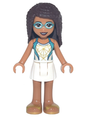Andrea - White/Dark Turquoise Top, White Skirt