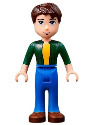 Joshua - Dark Green Shirt, Blue Pants, Dark Brown Hair