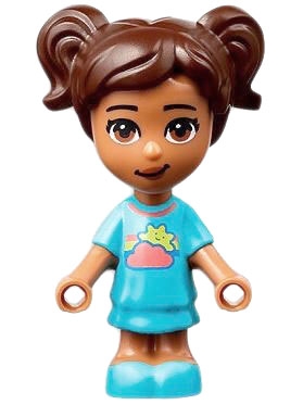 Maya - Medium Azure Dress, Dark Brown Hair