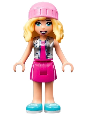 Stephanie - Silver Top, Magenta Skirt, Bright Pink Hat