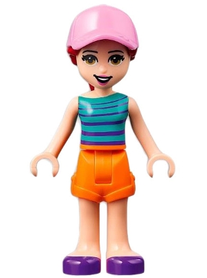 Harper - Dark Turquoise Top, Bright Light Orange Skirt, Pink Cap
