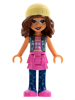 Olivia - Metallic Blue Jacket, Dark Pink Skirt, Bright Light Yellow Cap
