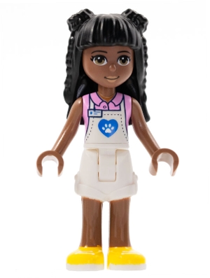 Priyanka - White Apron and Shorts, Black Hair