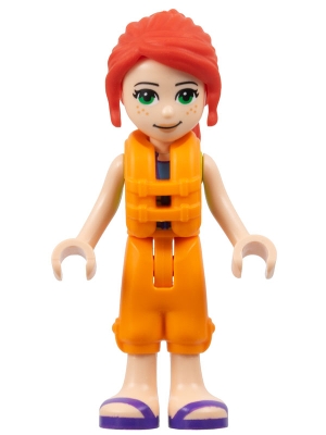 Mia - Lime Top, Orange Cropped Trousers, Orange Life Vest