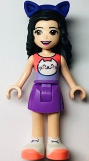 Emma - Coral Top, Medium Lavender Skirt, Dark Purple Cat Ears