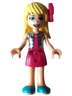 Stephanie - Silver Top, Magenta Skirt, Bow
