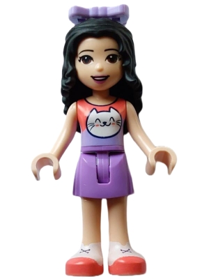Emma - Coral Top, Medium Lavender Skirt, Bow