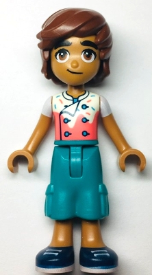 Leo - White/Coral Top, Dark Turquoise Pants