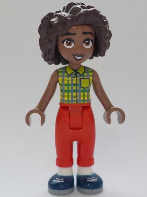 Aliya - Lime and Bright Green Tartan Shirt, Red Pants