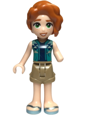 Autumn - Dark Turquoise Top, Dark Tan Shorts