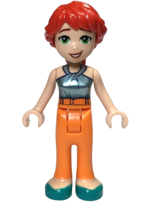 Mia - Adult, Metal Blue Top, Orange Pants