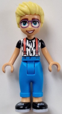 Olly - Animal Print Shirt, Dark Azure Pants, White Shoes