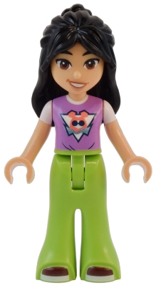 Liann - Medium Lavender Top, Lime Pants, Smile