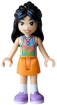 Liann, Colored Top, Orange Skirt