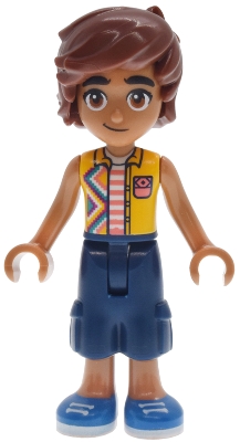 Leo, Bright Light Orange Vest, Dark Blue Pants