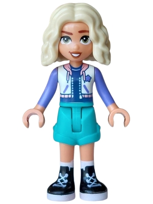 Friends Nova - White Hoodie with Warm Pink Hood, Dark Turquoise Shorts, Black Boots