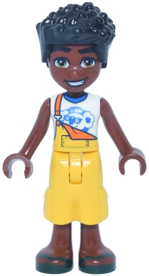 Friends Zac - Yellow Overalls with Cropped Trousers, Dark Green Sandals