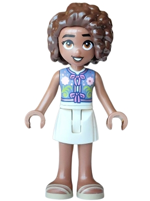 Friends Aliya - Sand Blue Vest, White Skirt, Tan Sandals