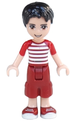 Friends Nate, Dark Red Cropped Trousers Large Pockets, Red and White Striped Shirt
