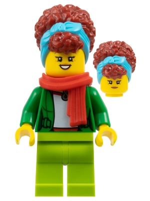 Green Torso, Lime Legs, Dark Red Hair, Scarf
