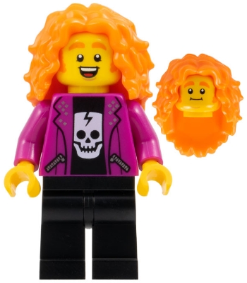 Magenta Torso, Black Legs, Orange Hair