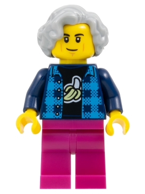 Dark Blue Torso, Magenta Legs, Light Bluish Grey Hair