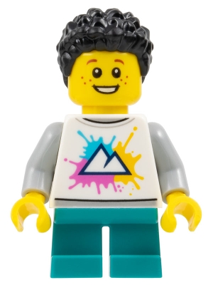 Kid - White Torso, Dark Turquoise Legs, Black Hair