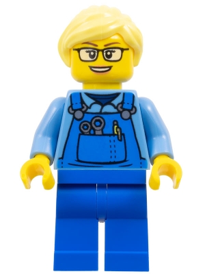 Mechanic, Blue Overall, Bright Light Blue Tors, Bright Light Yellow Hair