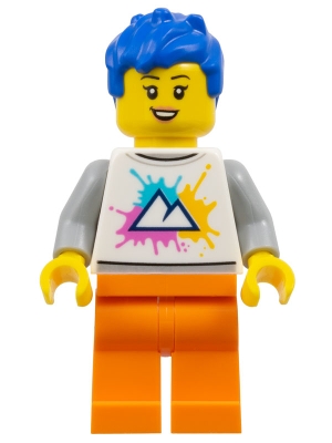 Park Rider, White Torso, Orange Legs, Blue Hair