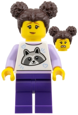 White Torso, Dark Purple Legs, Dark Brown Hair